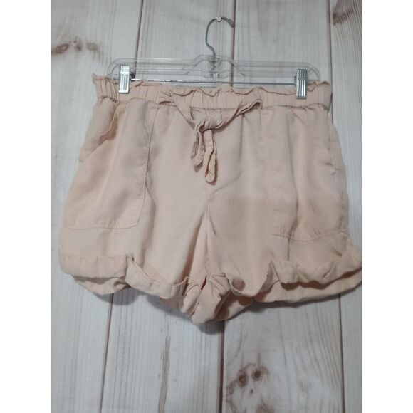 Aerie Womens Pink Scalloped‎ Hem Drawstring Casual Shorts - Picture 1 of 6